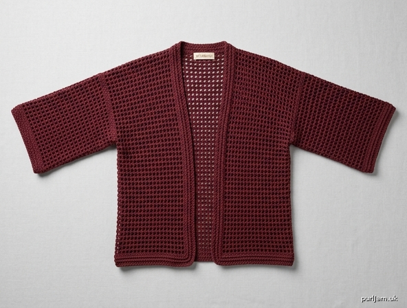 Mehroon Openwork Kimono Cardigan