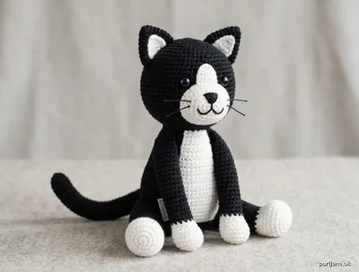 Stitch chart guide image for Black & White Tuxedo Cat Amigurumi