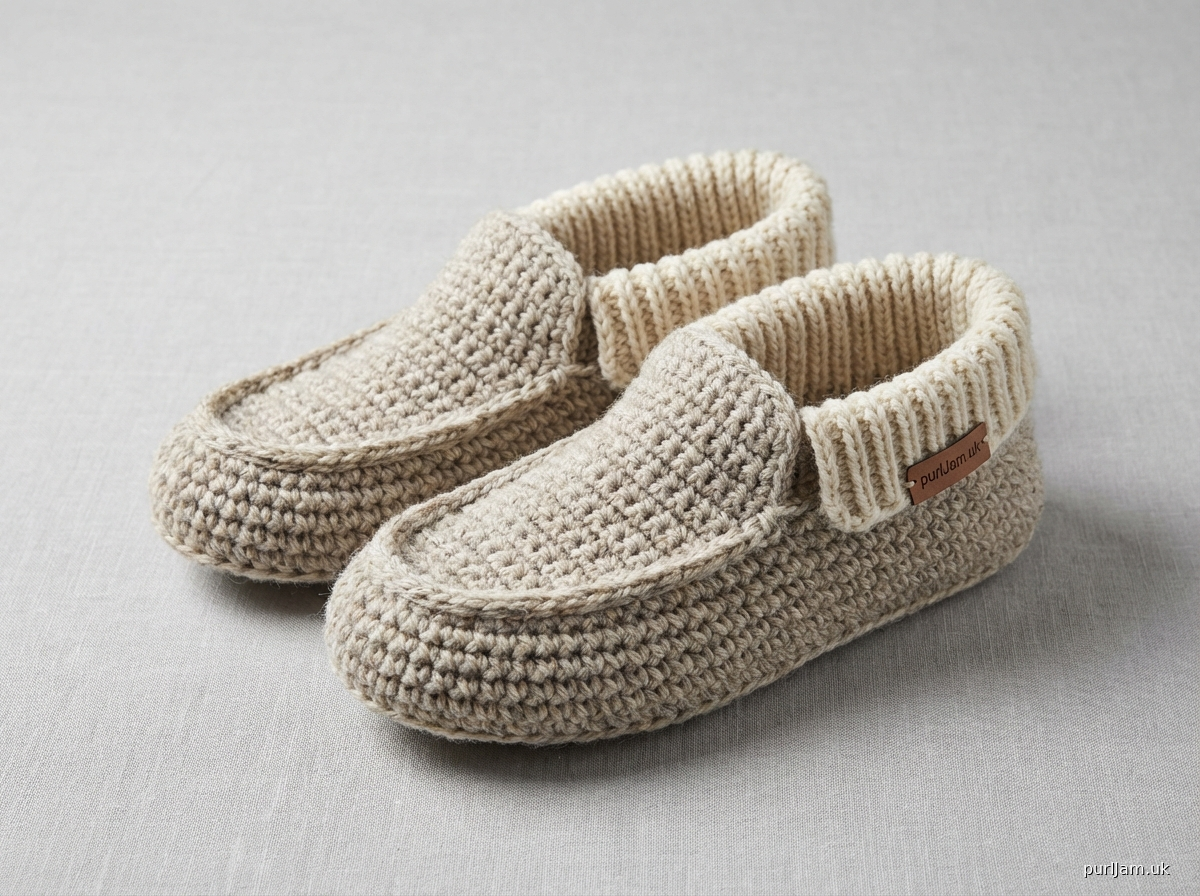 Moccasin Style Thick Crocheted Slippers