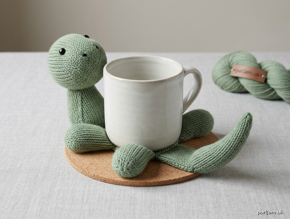 Cute Dinosaur Coaster Hugger Knitted Parts Head Tail Legs
