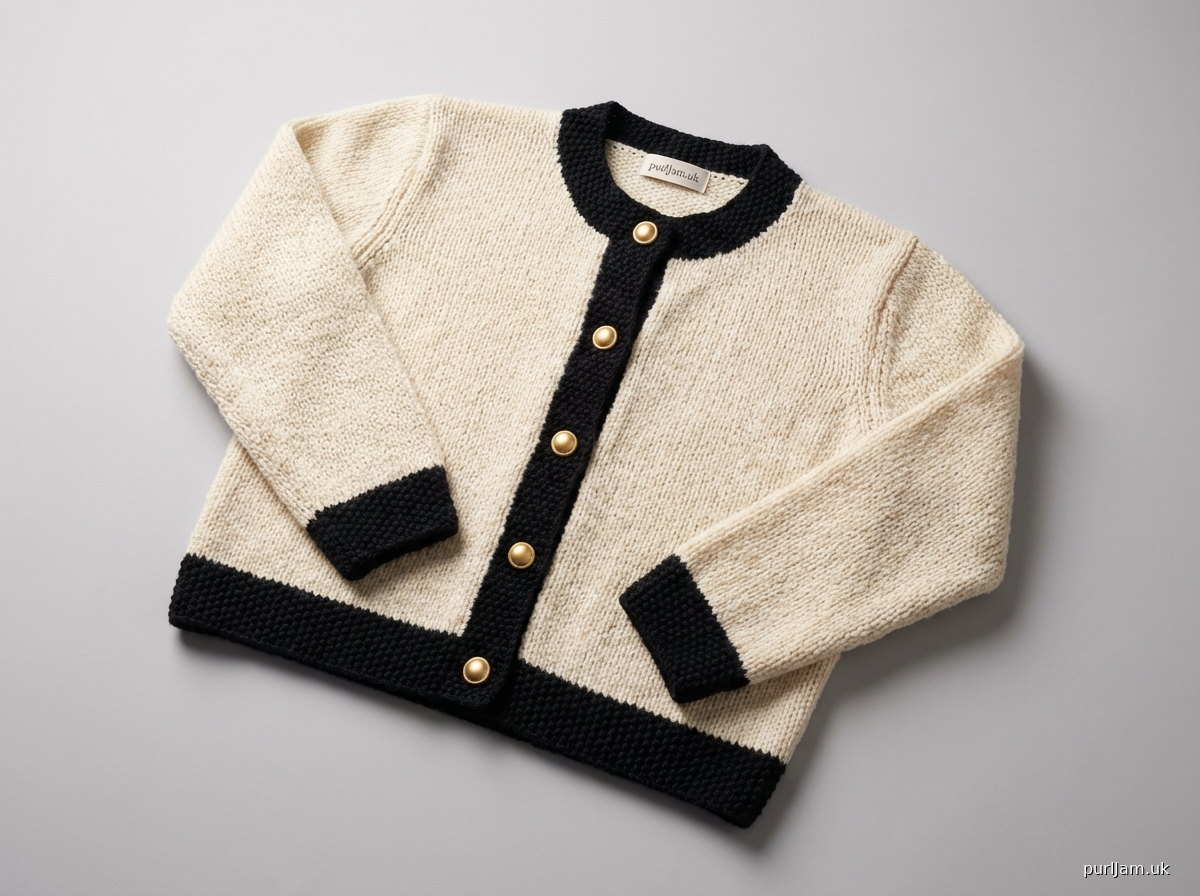 Chanel Style Seed Stitch Trim Cardigan