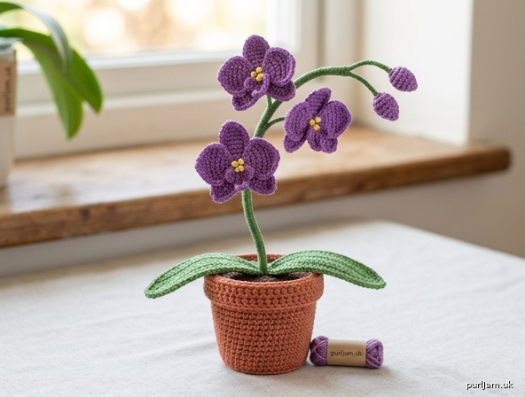 Purple Orchid Plant Crochet Pattern