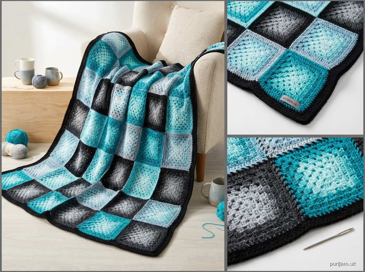 Two Color Granny Square Blanket