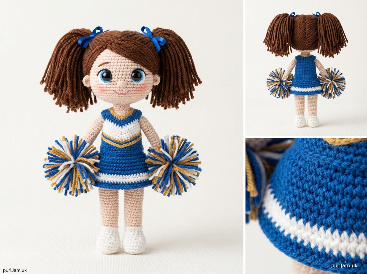 Cute Cheerleader Doll With Crocheted Eyes