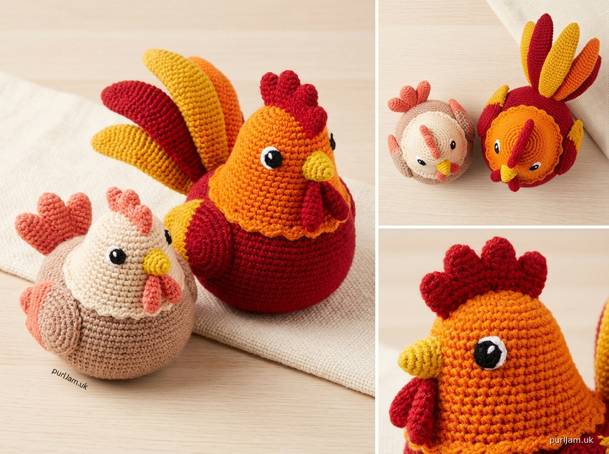 Baby Safe Rooster And Hen Amigurumi
