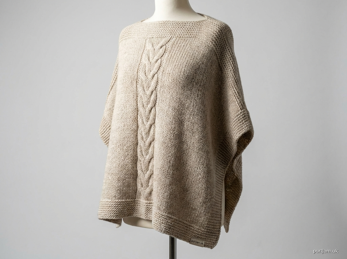 Cabled Kimono Poncho