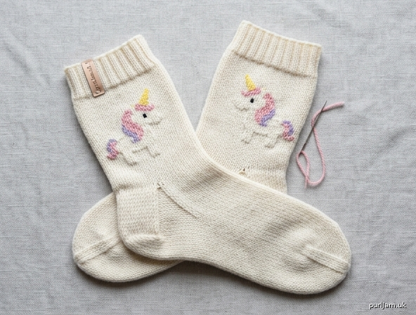 Pastel Unicorn Cuff Down Socks